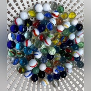 #2 Vintage Marbles Over 100 ESTATE FIND Shooters Iridescent Superman Confetti